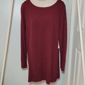 Chico's Burgundy Ponte Stretch Knit Tunic Top NWT Size Large (2)
